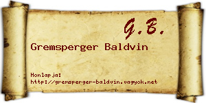 Gremsperger Baldvin névjegykártya